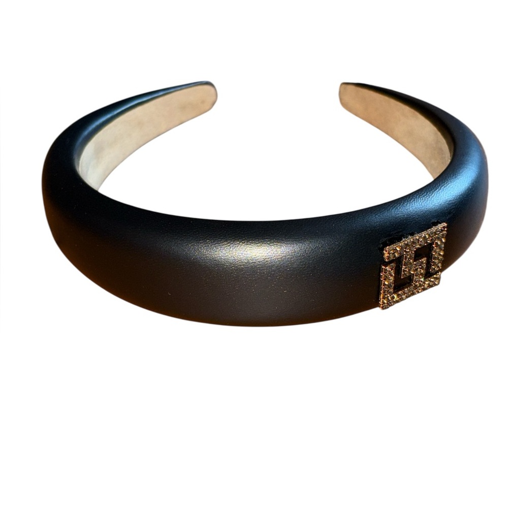 Elegant Black Padded Headband with Crystal Accent